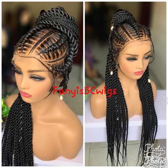 Full lace braided wig Conrow braided wig Senegalese | Etsy