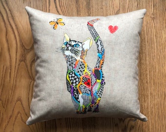 Funda de cojín con diseño de gato, funda de almohada cuadrada de 45 x 45 cm, tacto suave al tacto, para decoración de sofá, dormitorio, jardín al aire libre, 18 x 18 pulgadas