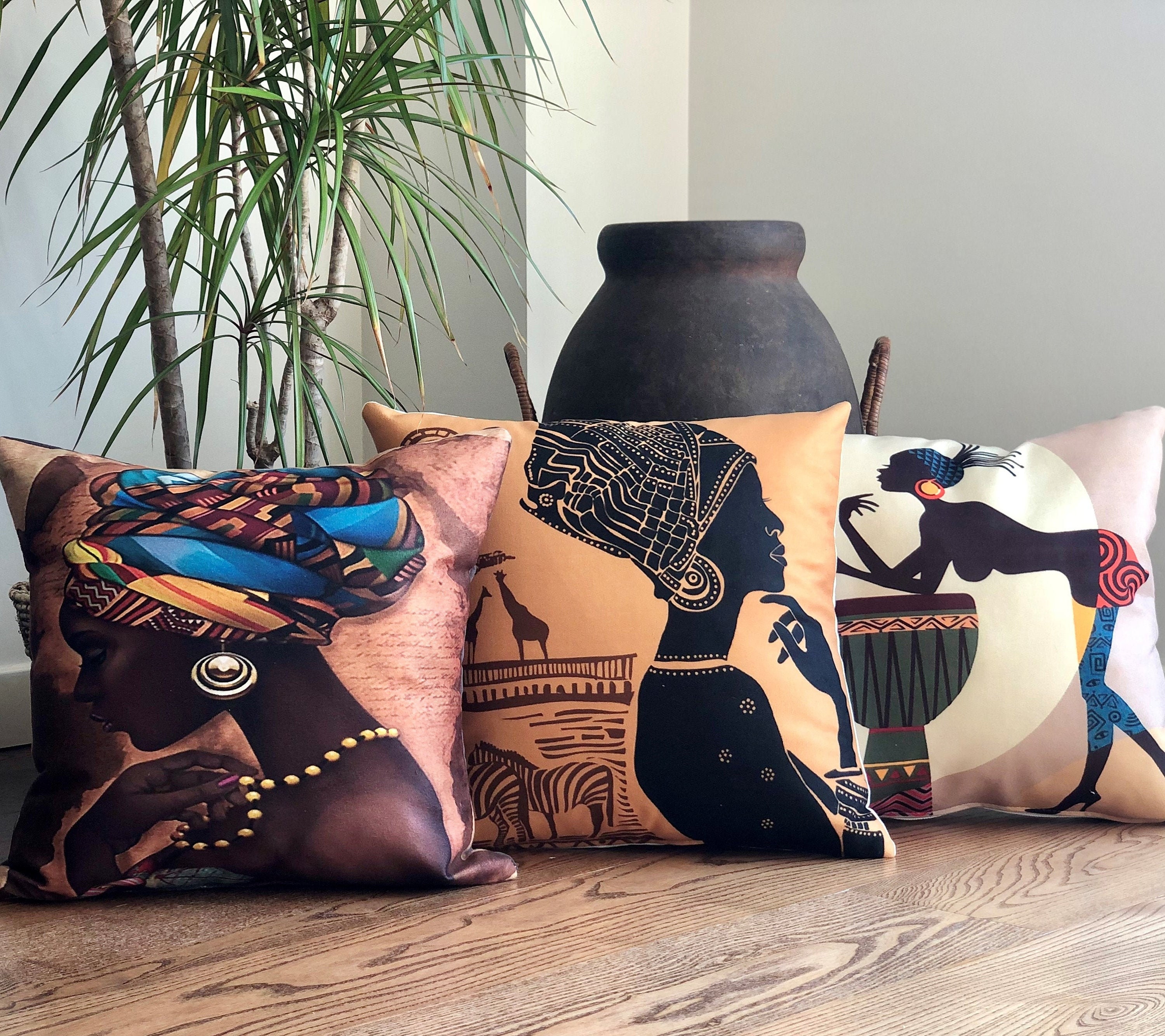 Set of 3 African Cushion Cover 45X45 cm Ethnic Oriental Etsy