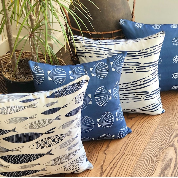 Nautical Cushion Cover Set, Square Throw Pillowcase, Bright Pillow Cover for Decor Sofa Bedroom Outdoor Garden, with Suede Hand Feeling