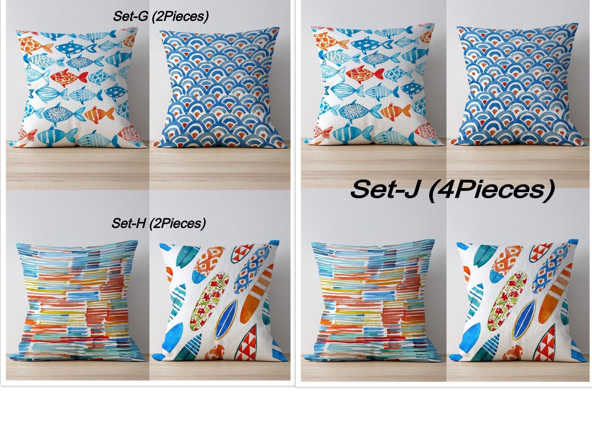 4pcs pillow cases cushion covers shells seahorse nautical US SELLER 4pcs pillow cases cushion covers shells seahorse nautical US SELLER