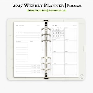 2025 Weekly Planner, Printable Inserts for Personal size Planner | WO2P | W209