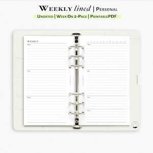 Weekly Planner, Printable inserts for Personal size planner | W111L