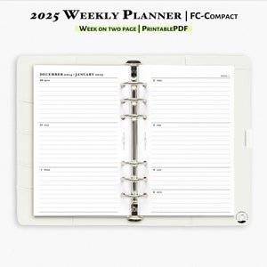 2025 Weekly planner, Printable insert for FC-compact planner | W111