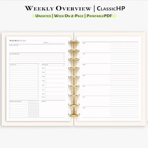 Planificador semanal, insertos imprimibles para Happy Planner Classic / Páginas de resumen semanal / WO2P / W121