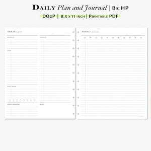 Planificador diario y diario, inserto imprimible para Big Happy Planner (Planificador tamaño carta) / con rastreador de estado de ánimo y clima / D113