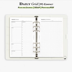 Daily Planner Printable insert for FC-compact planner | Grid paper planner and journal | D112
