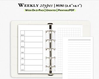 Weekly Planner Printable Insert for Mini size Planner | Undated weekly planner and notes pages | W113