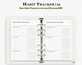 Habit Tracker Printable A6 Planner Insert  Routine Planner |  Morning Routine Tracker | Bedtime | Weekly  Routine Chart| J123