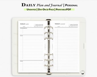 Daily Planner and Journal, Printable Insert for Personal size Planner | Minimalist Planner with Weather tracker | D114