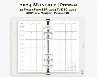 Daily Planner Printable Personal Size Inserts 2D1P Two - Etsy