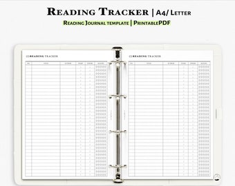 Reading journal about Book reading list with rating, Printable insert for A4, Letter size planner | J107