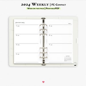 Weekly Planner 2024 Printable Insert for Fc compact Planner With