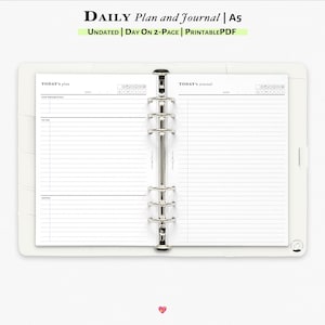 A5 Daily Planner Journal Insert: Minimalist Printable (PDF Download) | D114