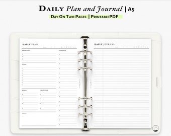 Daily Planner and Journal, Printable Insert for A5 Planner | D103