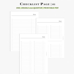 Plantilla de lista de verificación imprimible para planificador A5, lista de tareas pendientes, lista de compras, lista de tareas, lista de deseos, planificador minimalista, recambio A5, N105