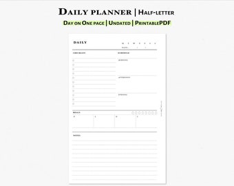 Simple Daily Planner Printable Insert for Half-letter Planner | D101