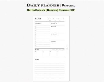 Simple Daily Planner Printable Insert for Personal size Planner | D101