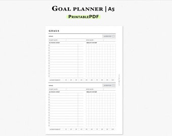 Goal Planner Printable Insert for A5 Planner | Action Step Planner Template to Achieve Goals | J112