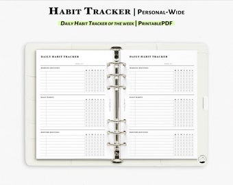 Habit Tracker Printable Personal-Wide Planner Insert  Routine Planner |  Morning Routine Tracker | Bedtime  Routine Chart| J123