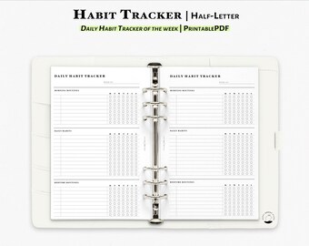 Habit Tracker Printable Half Letter Planner Insert  Routine Planner |  Morning Routine Tracker | Bedtime | Weekly Routine Chart| J123