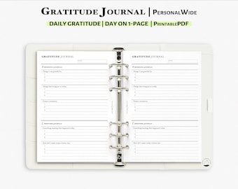 Daily Gratitude Journal Printable Personal-Wide Planner Insert | Grateful Diary For Mindfulness | Five Minute Writing Therapy Journal | J119