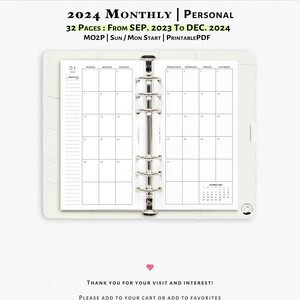2024 Monthly Planner Printable Personal Size Planner Insert - Etsy