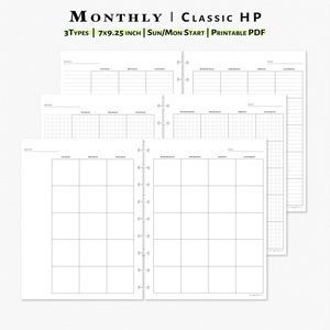 Classic Happy Planner Monthly Inserts: Undated 2-Page PDF Template