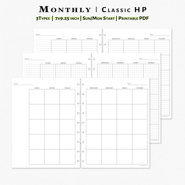 Month On 2 Page Printable Classic Happy Planner Inserts | Two Page Monthly Planner | Undated Monthly Spreads PDF Template