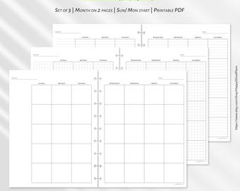 Classic Happy Planner Monthly Inserts: Undated 2-Page PDF Template