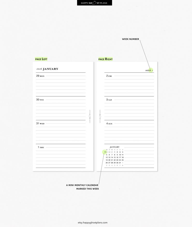 2026 Weekly Planner, Printable Inserts for Personal Size Planner | W101 ...