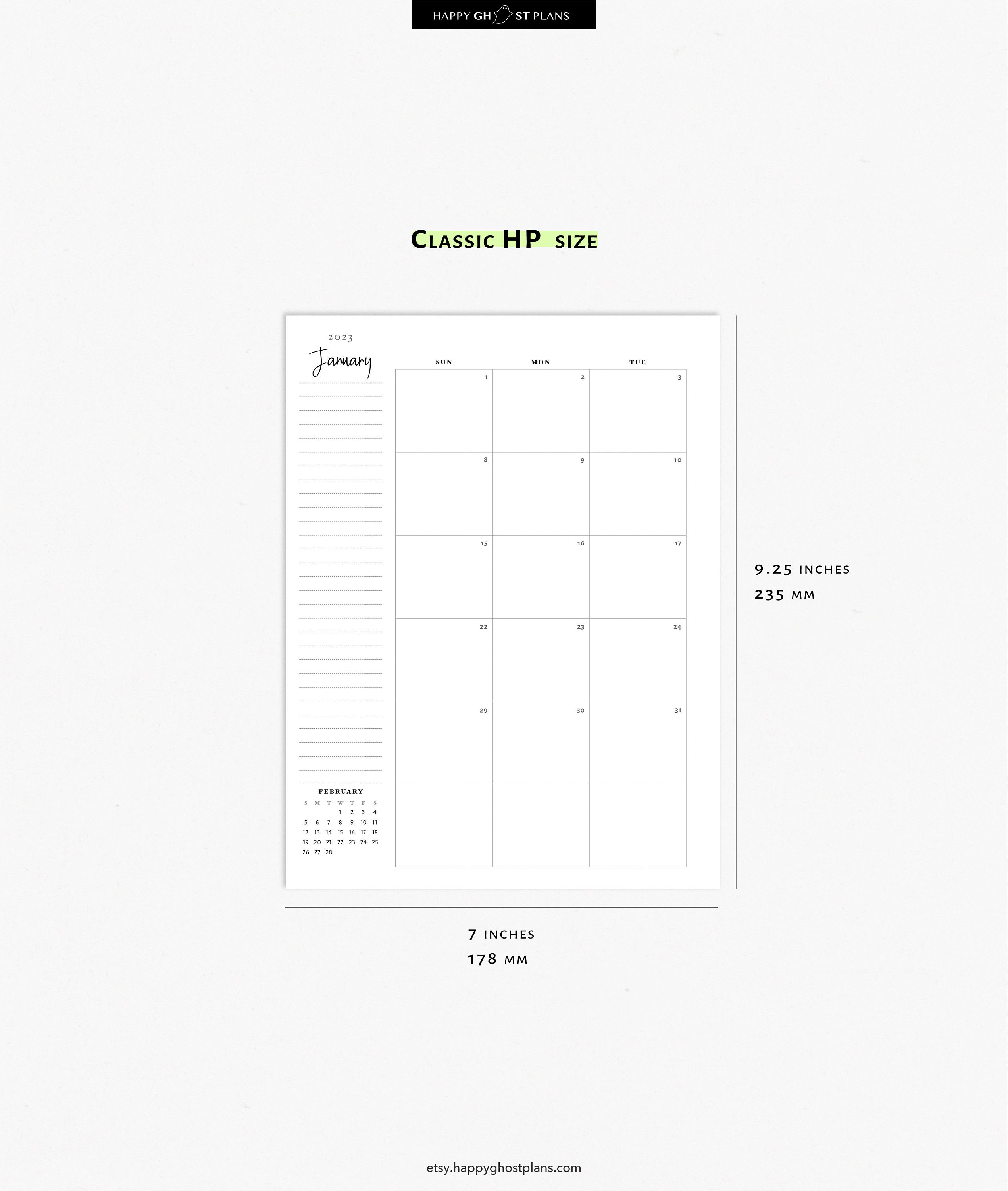 2023 Monthly Calendar Printable Classic Happy Planner Inserts Etsy