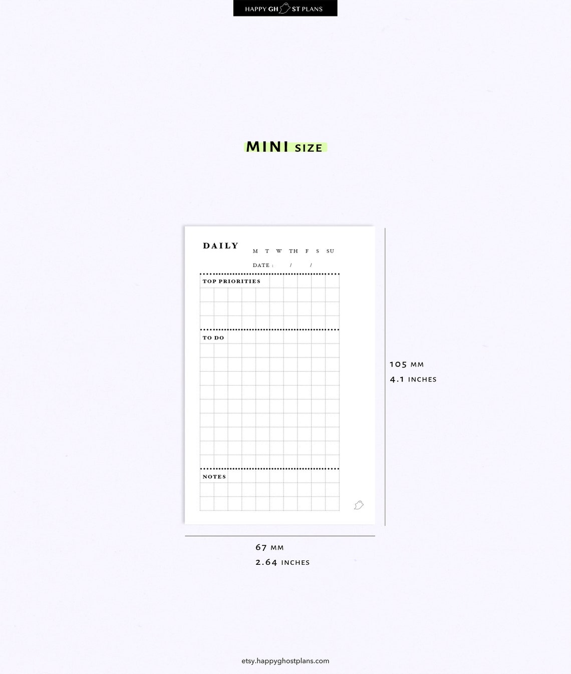 One Page Daily Planner Printable Mini Size Undated Daily - Etsy