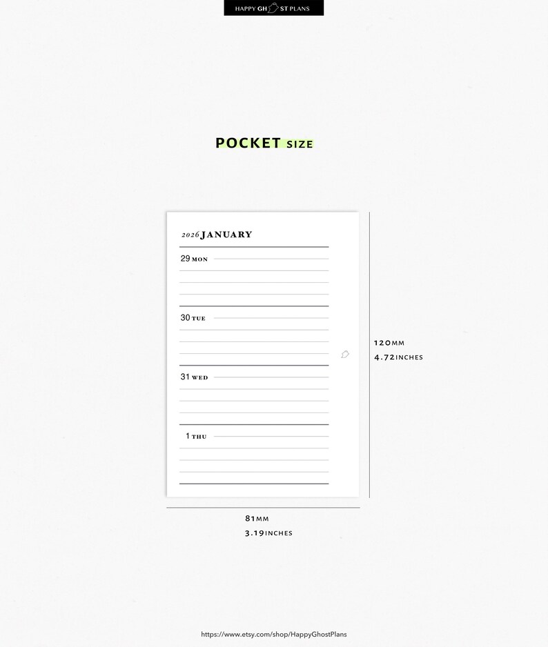 2026 Weekly Planner, Printable Pocket Size Inserts | W101 - Etsy