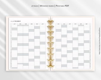 2026 Yearly Calendar: Year at a glance Planner, Printable Classic-HP PDF | Y103