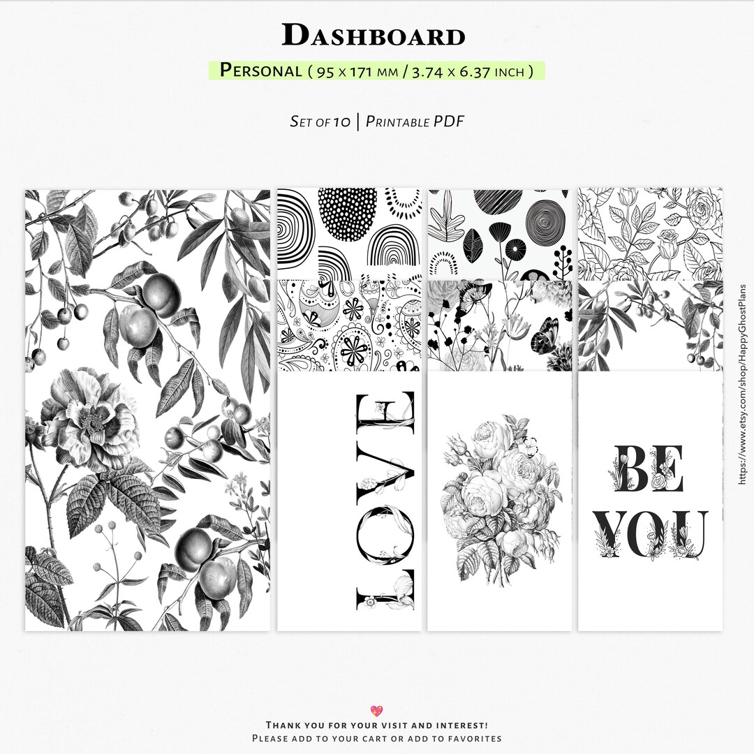Floral Planner Dashboard Printable | Personal Size Inserts (PDF) S101 ...
