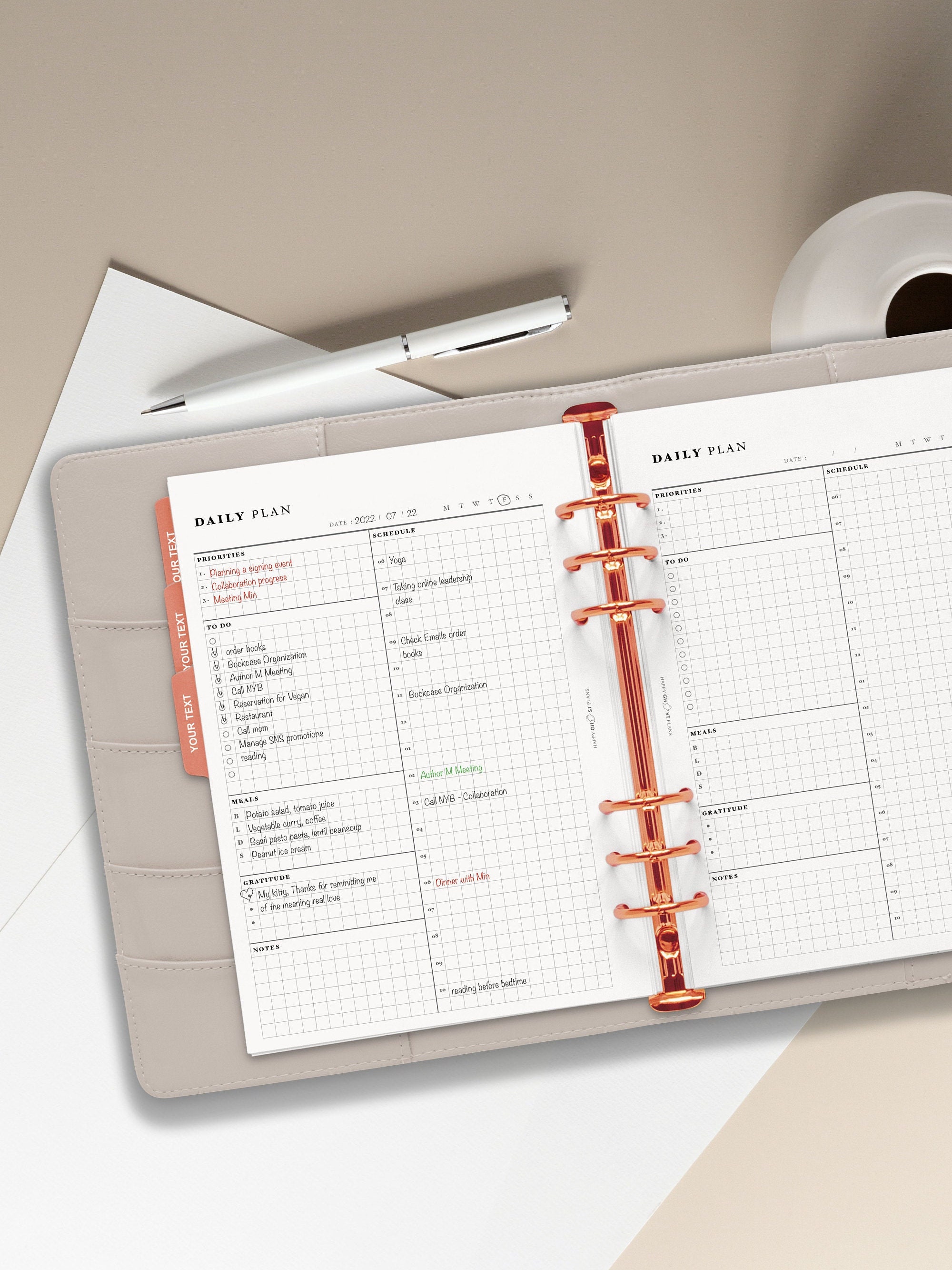 Daily Planner Printable Half Letter Inserts Single Page - Etsy