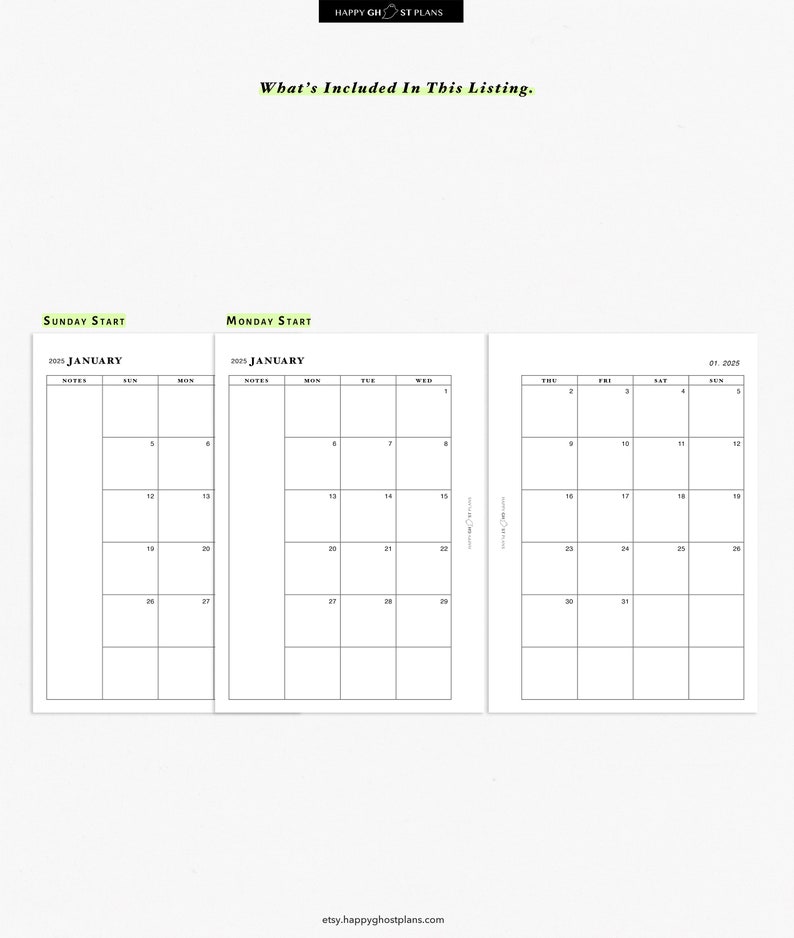 2025 Monthly Planner Printable Insert for A6 Planner | M001 - Etsy ...