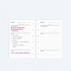 One Page Daily Planner Printable Pocket Size Insert Undated - Etsy