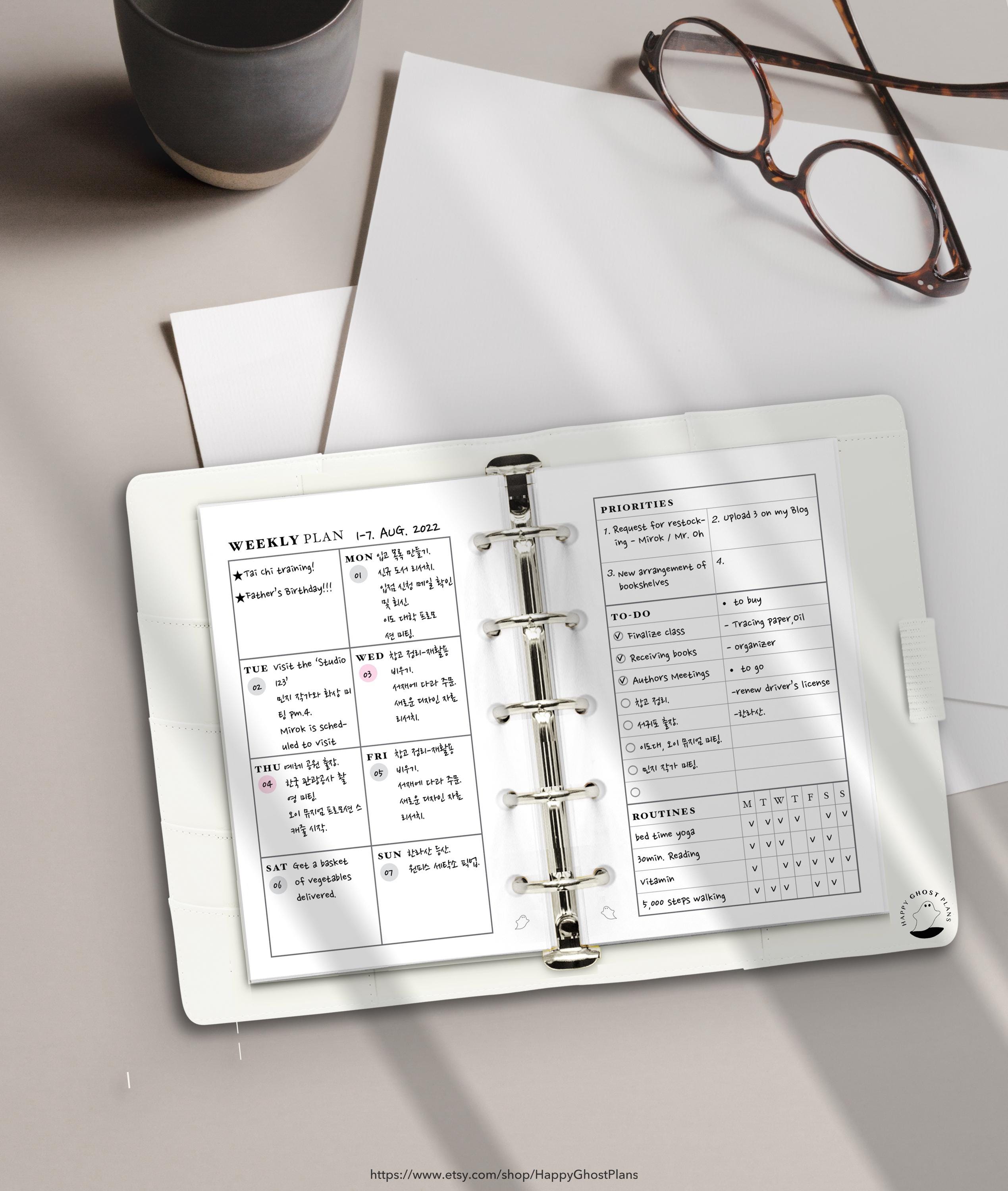 Weekly Planner, Printable Inserts for Mini Size Planner | WO2P | W209 ...