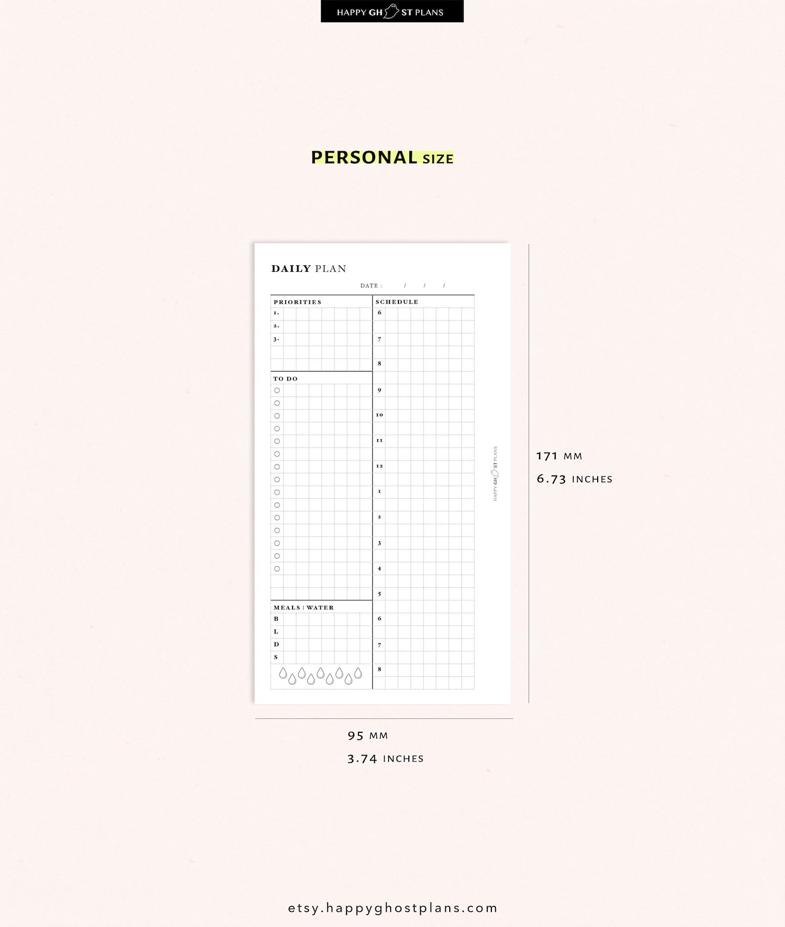 Daily Planner Printable Personal Size Undated Daily Planner - Etsy
