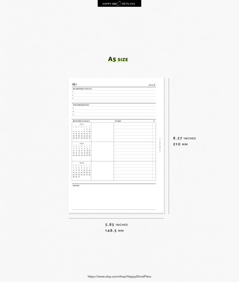 2026 Quarterly Planner Printable Inserts: A5 Planner Future Logs (PDF ...