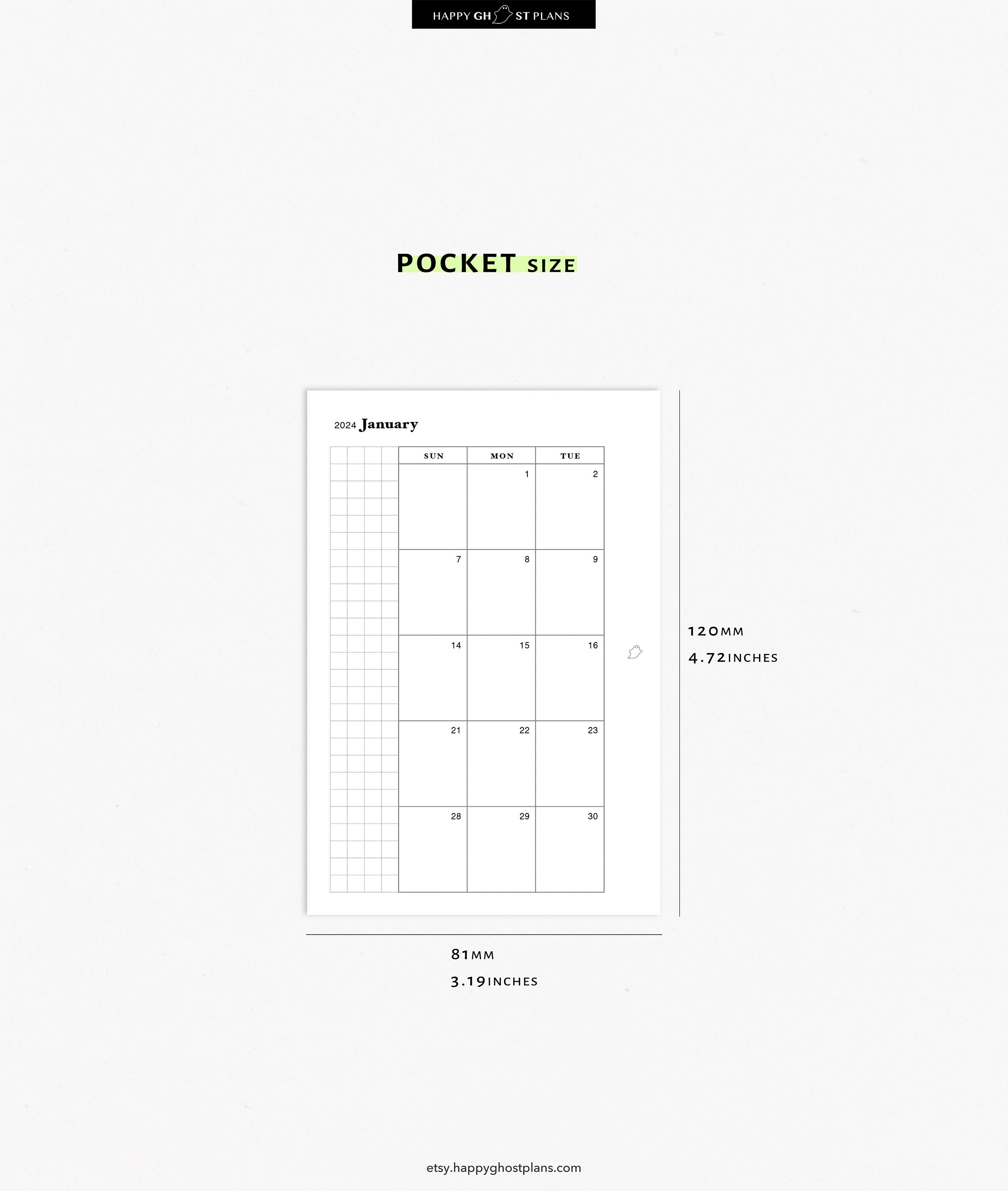 2024 Monthly Planner Printable Pocket Size Planner Insert Two Page