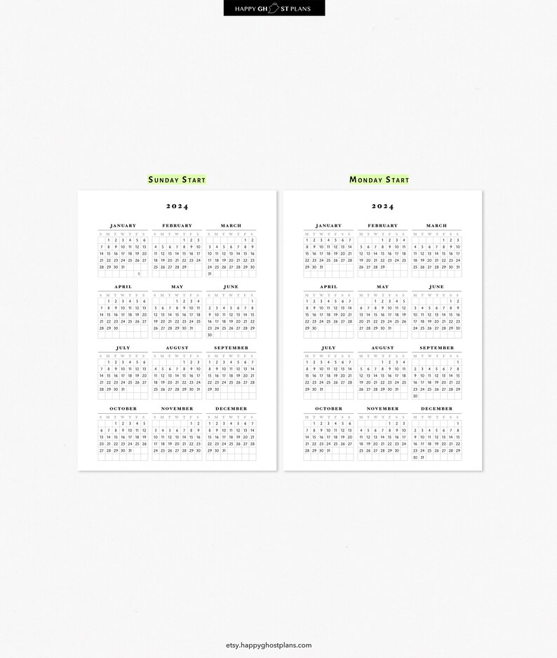 Year at a Glance 20242025 Printable Calendar for A6 Planner Insert