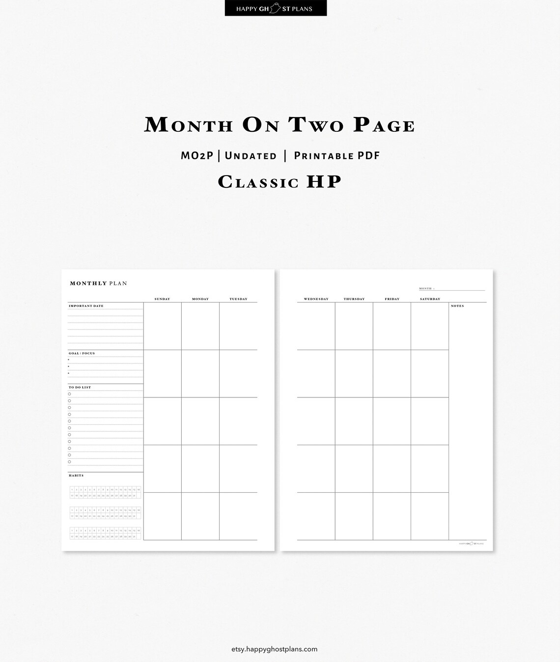 Monthly Planner Printable Classic Happy Planner Inserts - Etsy