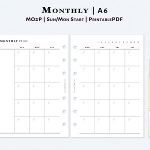 Monthly Planner Printable A6 Size Inserts Blank 2 Page - Etsy