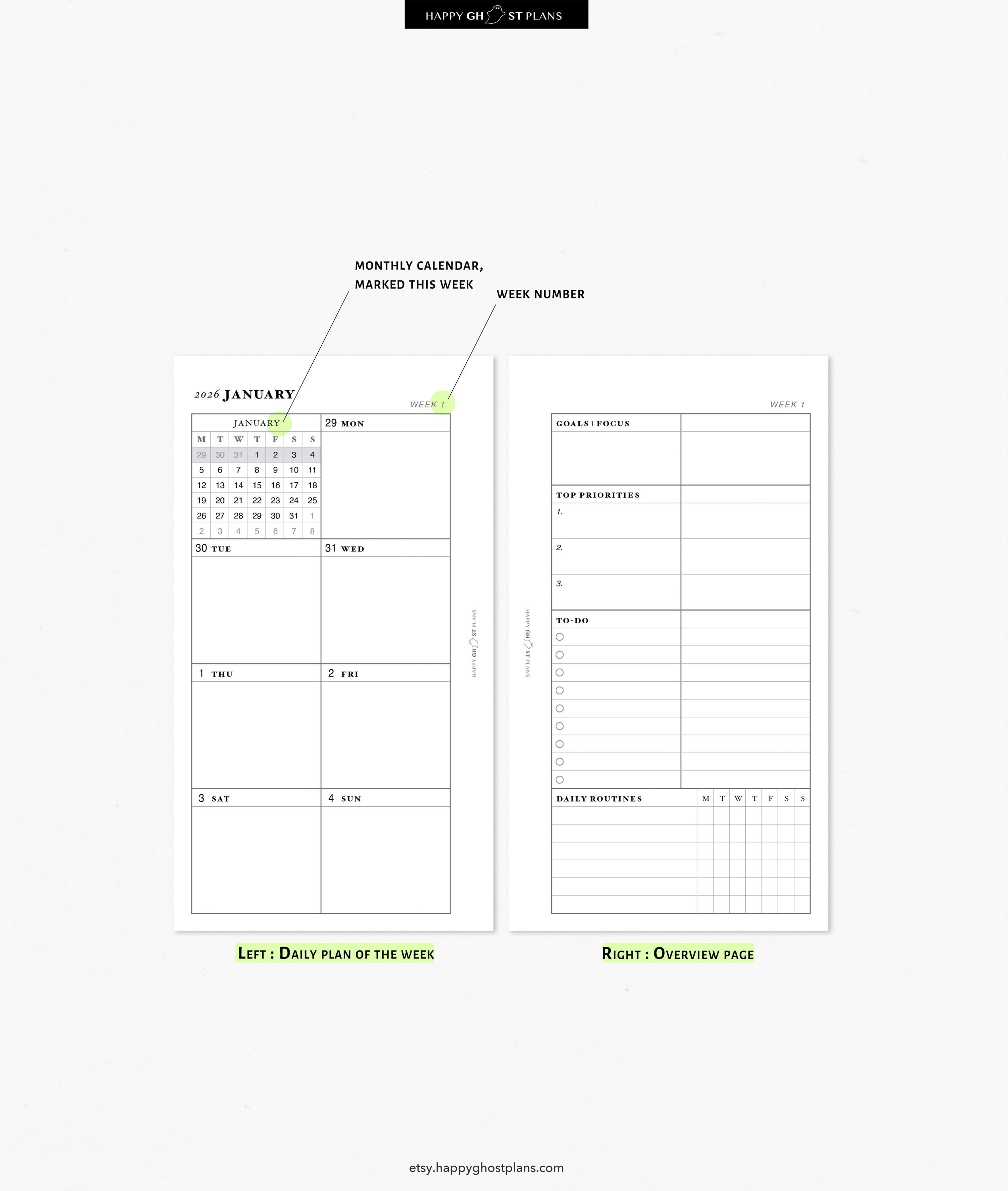 2026 Weekly Planner: Printable Personal-size Planner Inserts | WO2P ...
