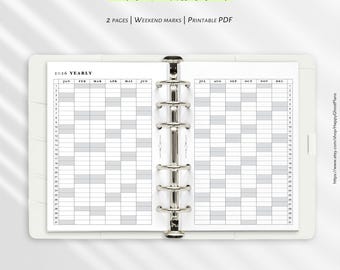 Calendário Anual de 2026: Planejador com Visão Geral do Ano, PDF Imprimível A6 | Y103