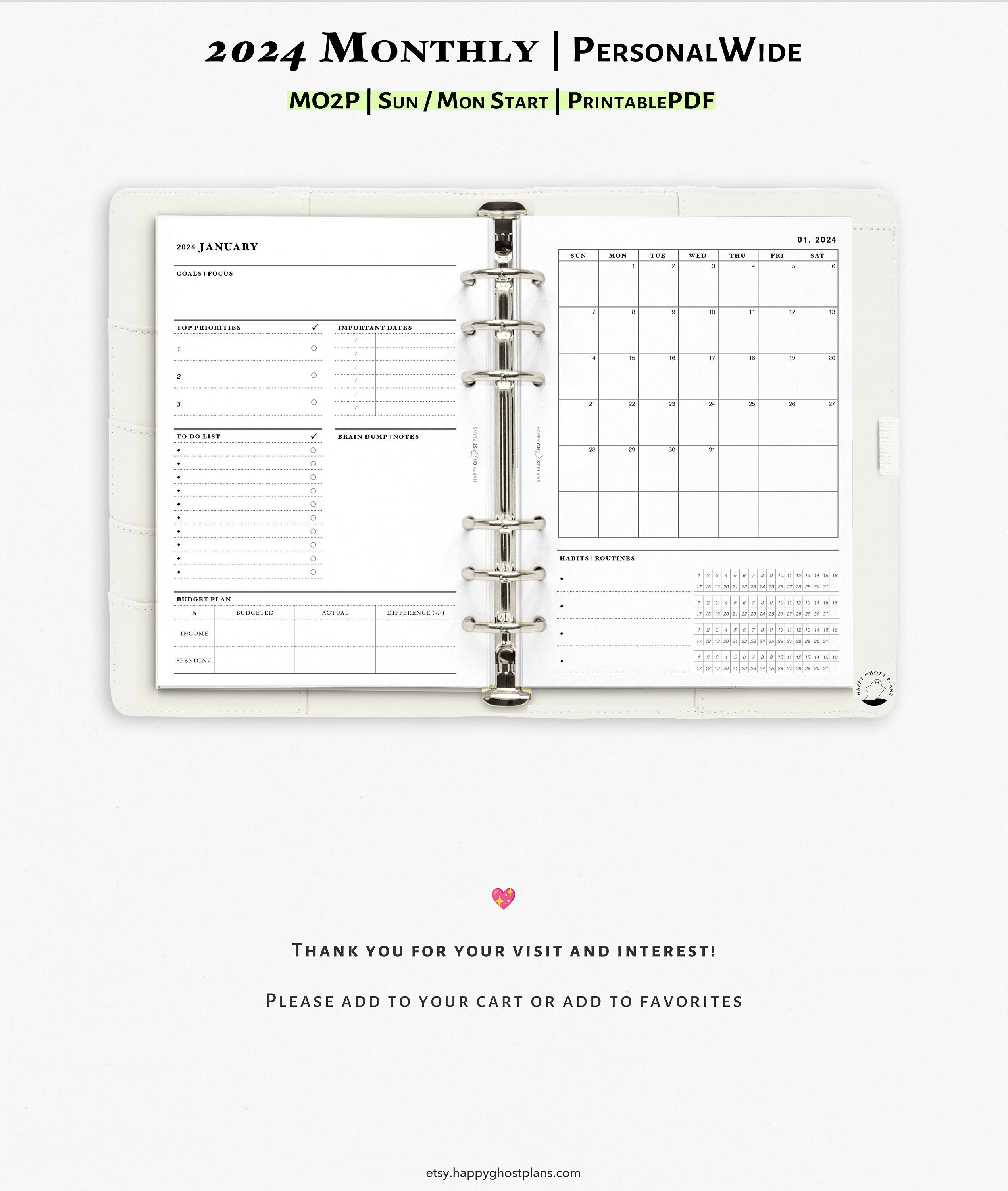 Customizable Daily Planner Inserts