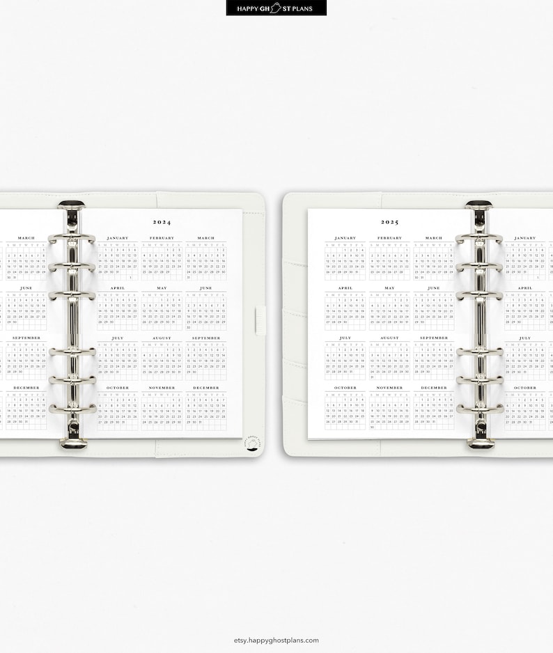 Year at a Glance 20242025 Printable Calendar for A6 Planner Insert